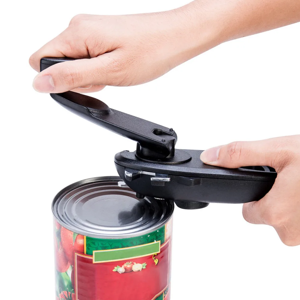 

8 In 1 Plastic Professional Kitchen Tool Safety Hand-actuated Can Opener Side Cut Easy Grip Manual Opener Knife for Cans Lid