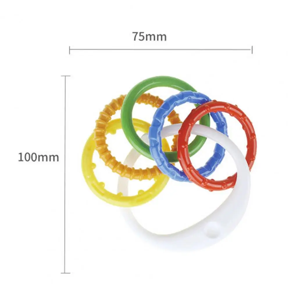 

Baby Teether Rattle Colorful Visual Training Food Grade Material Kids Nibble Funny Teether Ball Newborn Gift