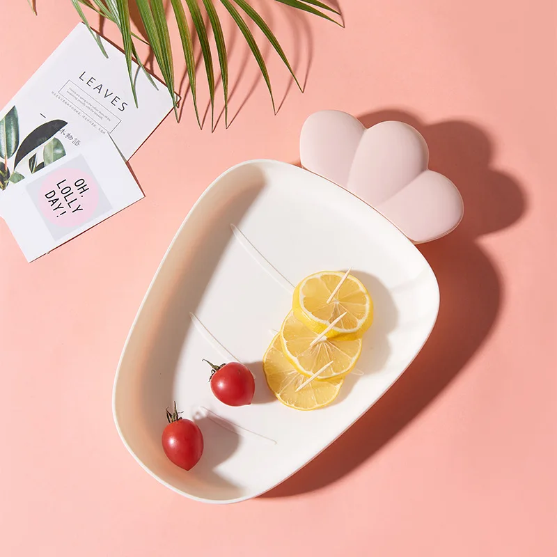 

INS Fruit Plate Cute Breakfast Plate Kitchen Fruit Plate Home Tableware Gift Compartment Snack Plastic Dried Fruits Snack Dish
