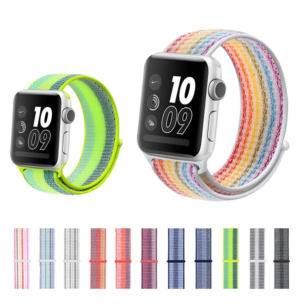 Цветной тканый нейлоновый спортивный ремешок для iWatch 5 4 40 мм 44 дышащий браслет Apple