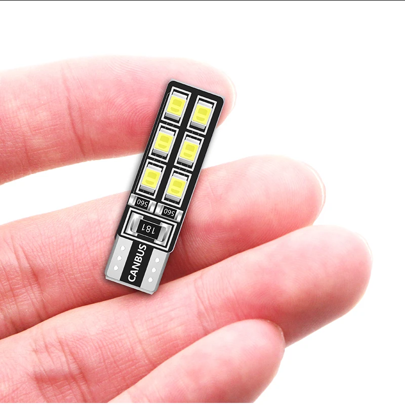 1 шт. T10 W5W Автомобильный светодиодный светильник CANBUS 12 свет 3528 SMD габаритная лампа для чтения 194 168 2825 сигнальная лампа белого цвета 12 В