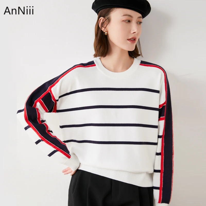 

Свитер с круглым вырезом, женские топы, Пуловеры на осень и зиму, вязаные офисные теплые пуловеры из нейлона, полиэстера, вискозы, Simplee