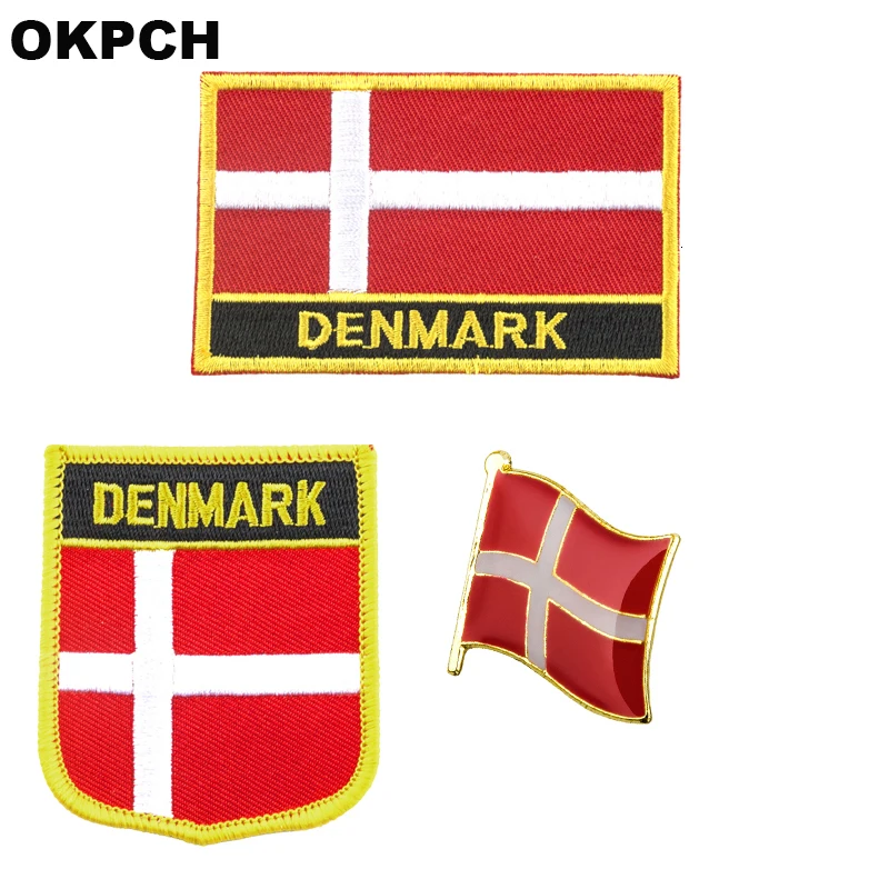 Дания национальный флаг вышитые металлические нашивки для одежды