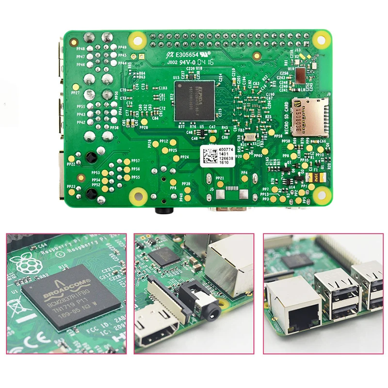 

Raspberry Pi 3 Model B встроенный четырехъядерный 64-битный Процессор Broadcom 1,2 ГГц с Wi-Fi Bluetooth и USB-портом Raspberry Pi 3B