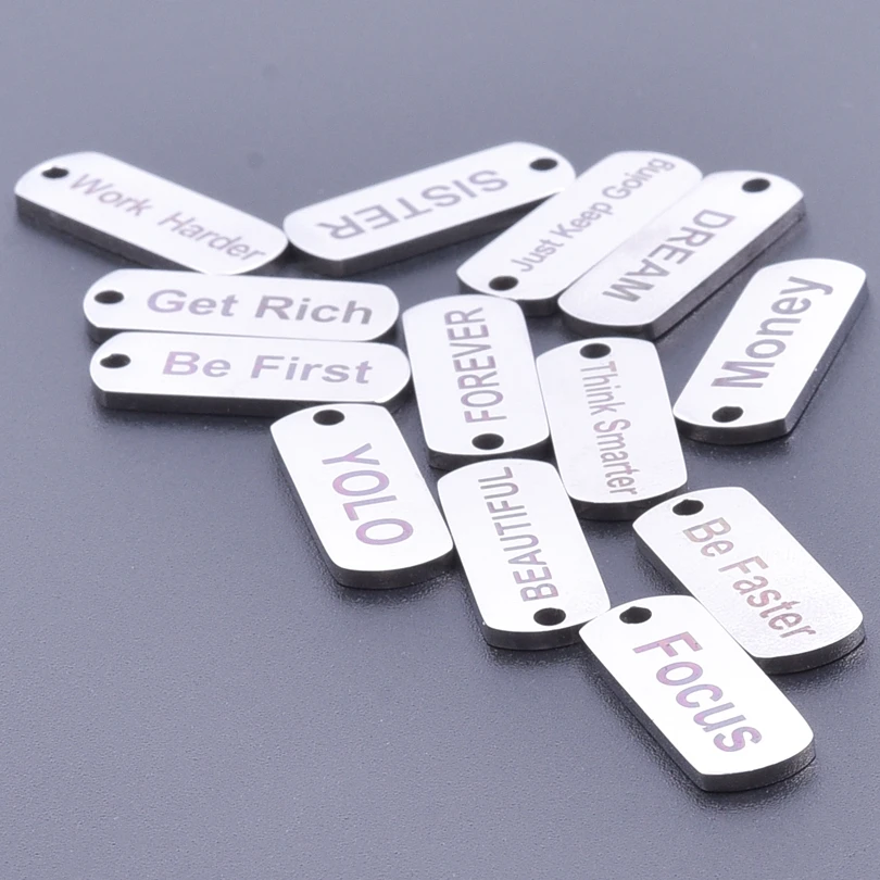 

Mix Letter Charm Sister Money Word Tags Stainless Steel Pendant Charms For Jewelry Making Supplies DIY Anklets Necklace Keychain