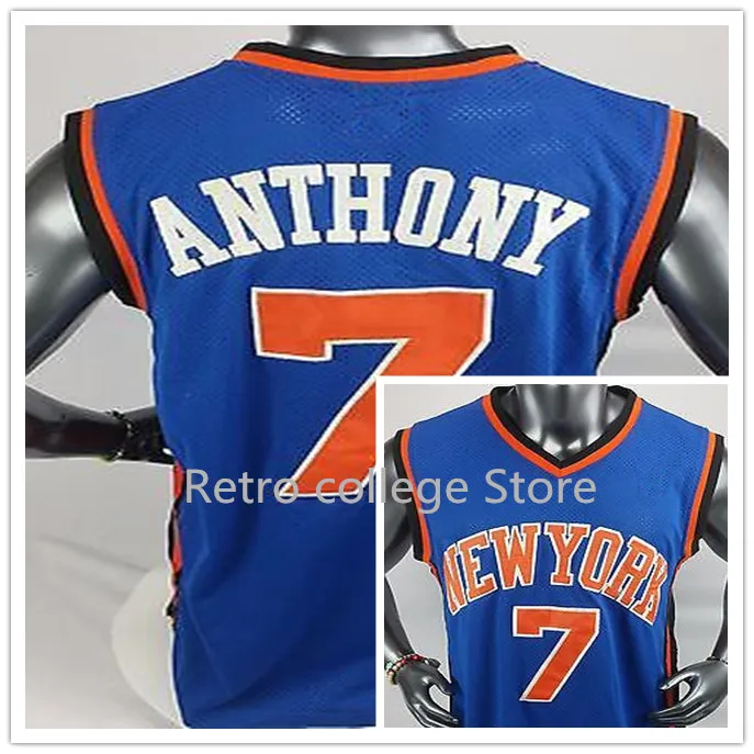 

Баскетбольная рубашка Нью-Йорка, Футболка № 7, Кармело, Энтони № 3, Трейси Макгрейди, ретро, вышивка, вышивка, персонализированная, под заказ