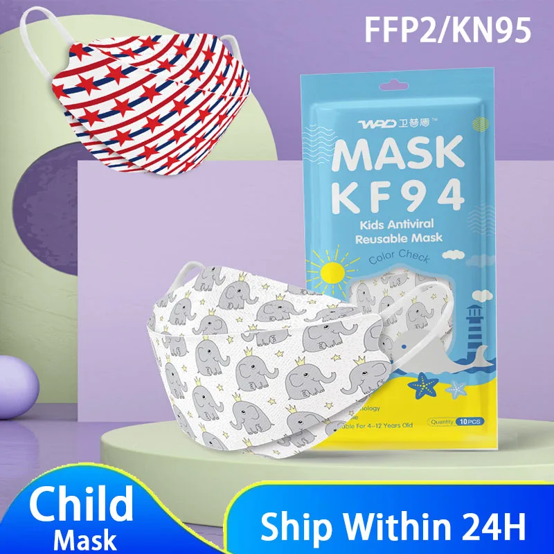 

10/20pcs Children FPP2 KN95 Masks Kids Antivirus Fish Shaped Cartoon Printed Anime Face Mask From Virus Ffp2mask Mascarillas