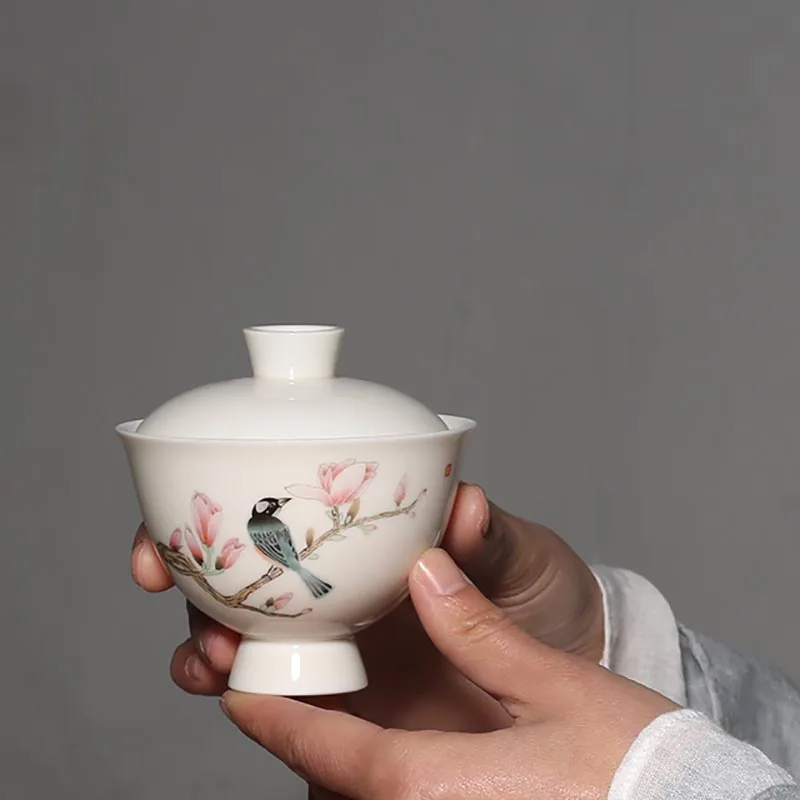 120 мл ручная роспись белый фарфор Gaiwan чайный набор кунг фу Бытовая чайная чаша