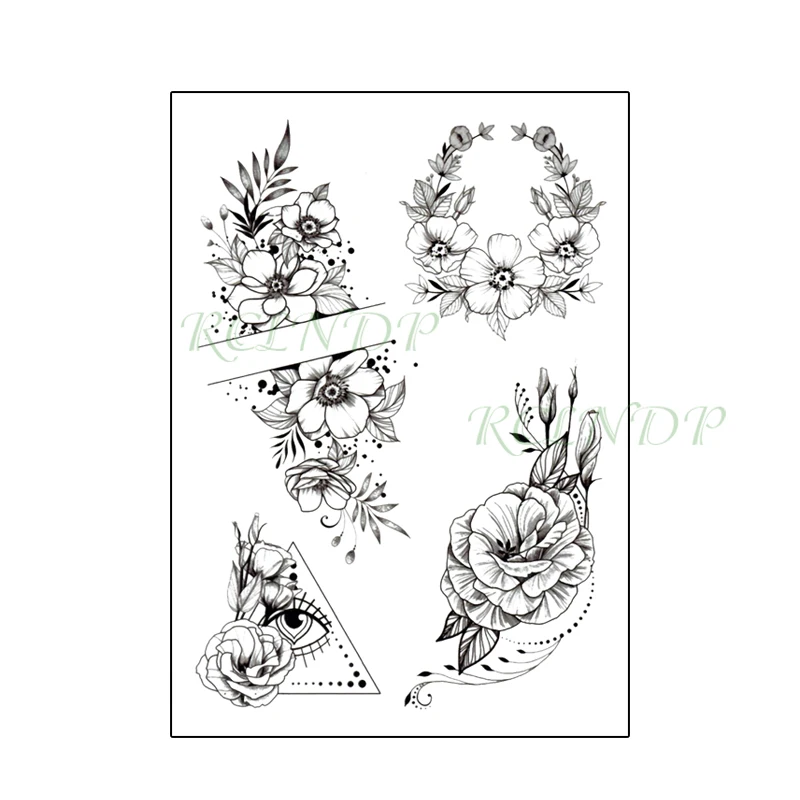 Водостойкая временная татуировка наклейка глаз цветок Роза треугольник