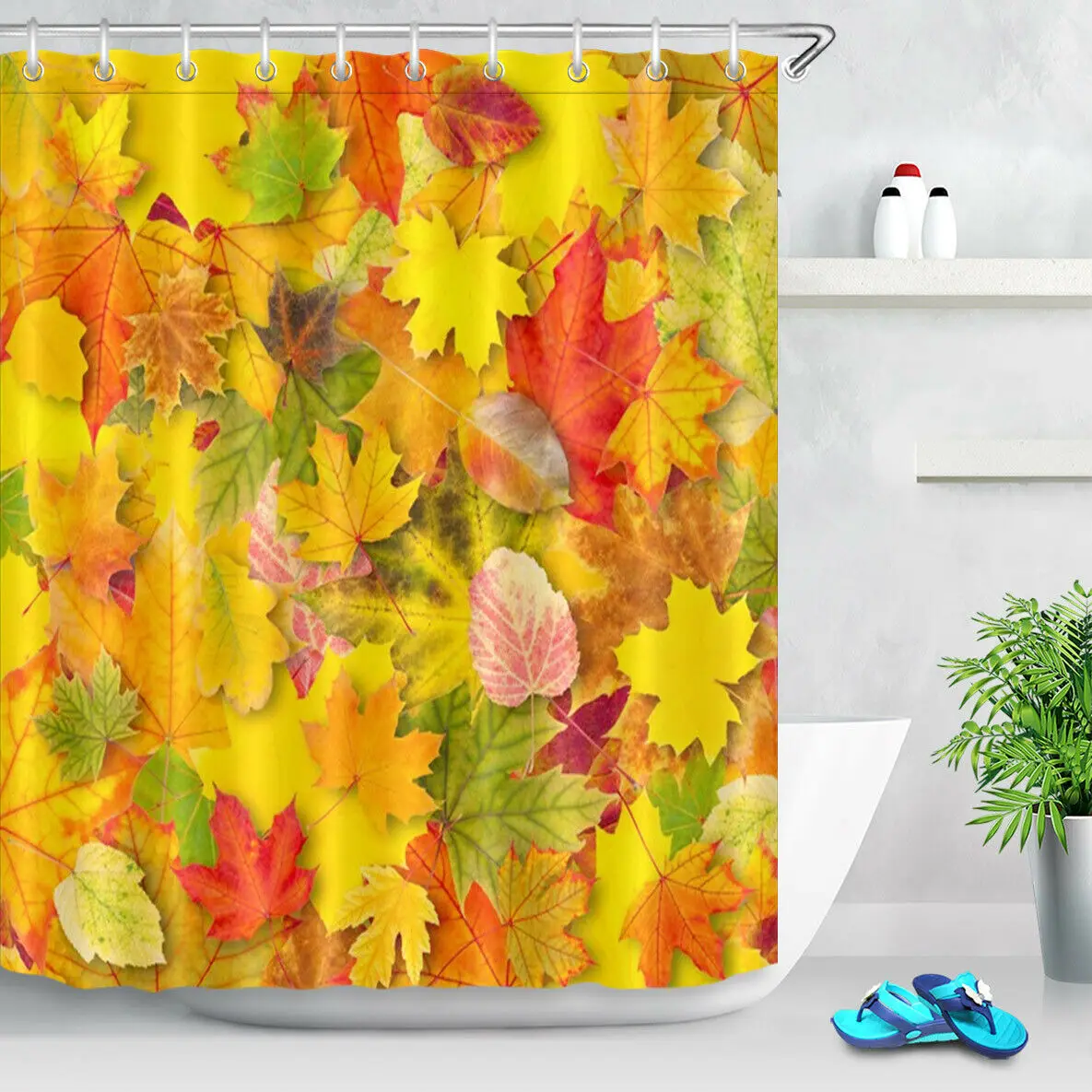 Осенние листья красный кленовый лист занавеска для душа Ванная комната ткань