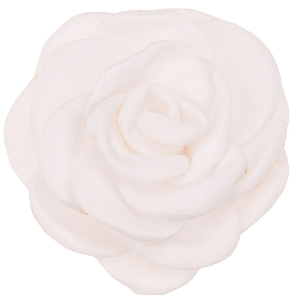 White 10 шт. атласный цветок 6 см Жареные Цветочные Цветы Camillia DIY Цветы Аксессуары для волос горящий цветок без заколки для волос - Цвет: White