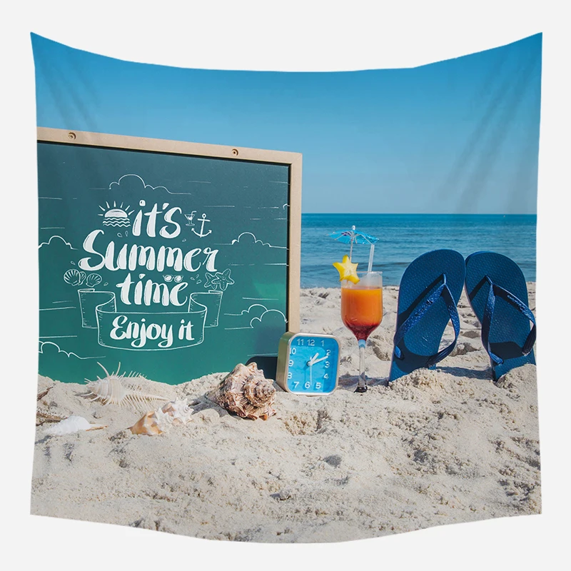 Тропический растительный гобелен Кокосовой Пальмы Закат настенный океан волны