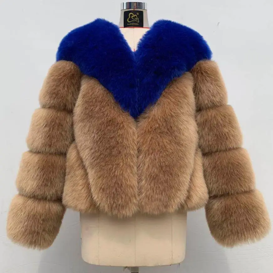 

New fashion brand hit color faux fur coats female Thicker warm Fox Fur coat мех great quality plus size fox fur coats wq2119
