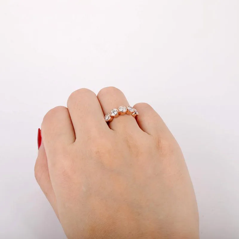 Veryins 14k 585 розовое золото 1.5ctw 4 мм драгоценный камень набор DEF цвет Moissanite пузырь