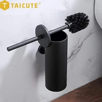 TAICUTE Fashion Toilet Cleaning Brush Holder Sets Wall Mount Stainless Steel Bathroom Accessories Hardware Black Chrome
