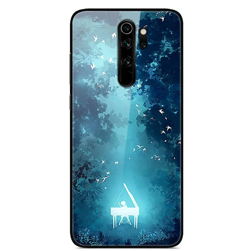 Чехол из закаленного стекла для Xiaomi Redmi Note 8T 8 Pro Жесткий поликарбоната с рисунком
