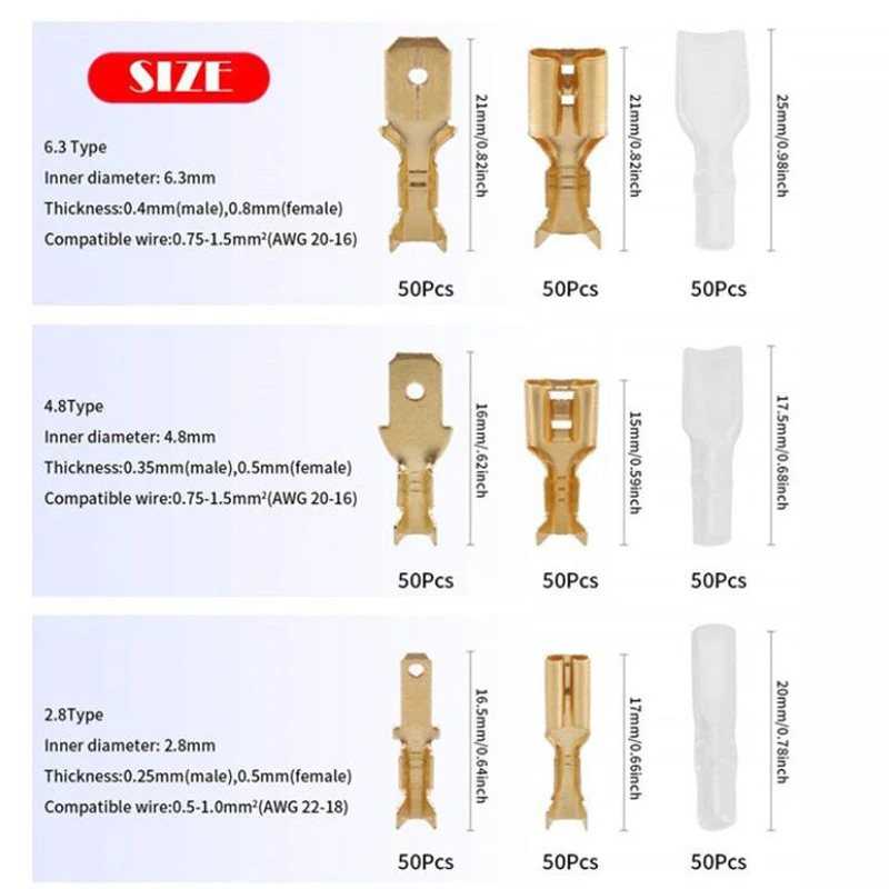 450 шт. обжимные коннекторы для автомобильных колонок 2 8/4 8/6 3 мм | Обустройство дома