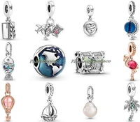 authentic 925 sterling silver blue globe clip charm bead fit pandora bracelet necklace jewelry