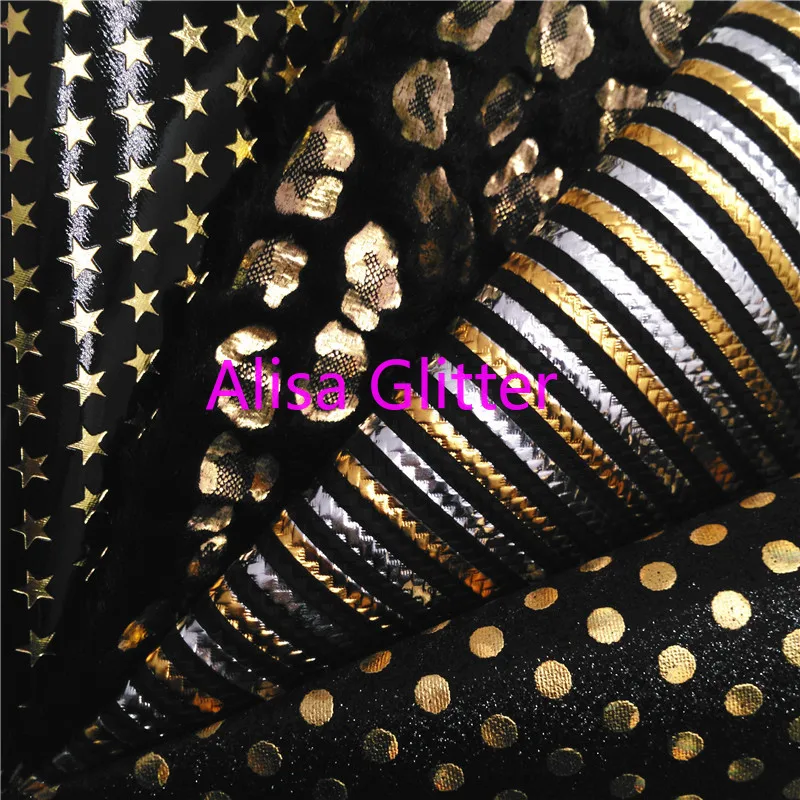 1 шт. А4 Размер 21х29см Алиса блестящая черная Золотая искусственная кожа ткань