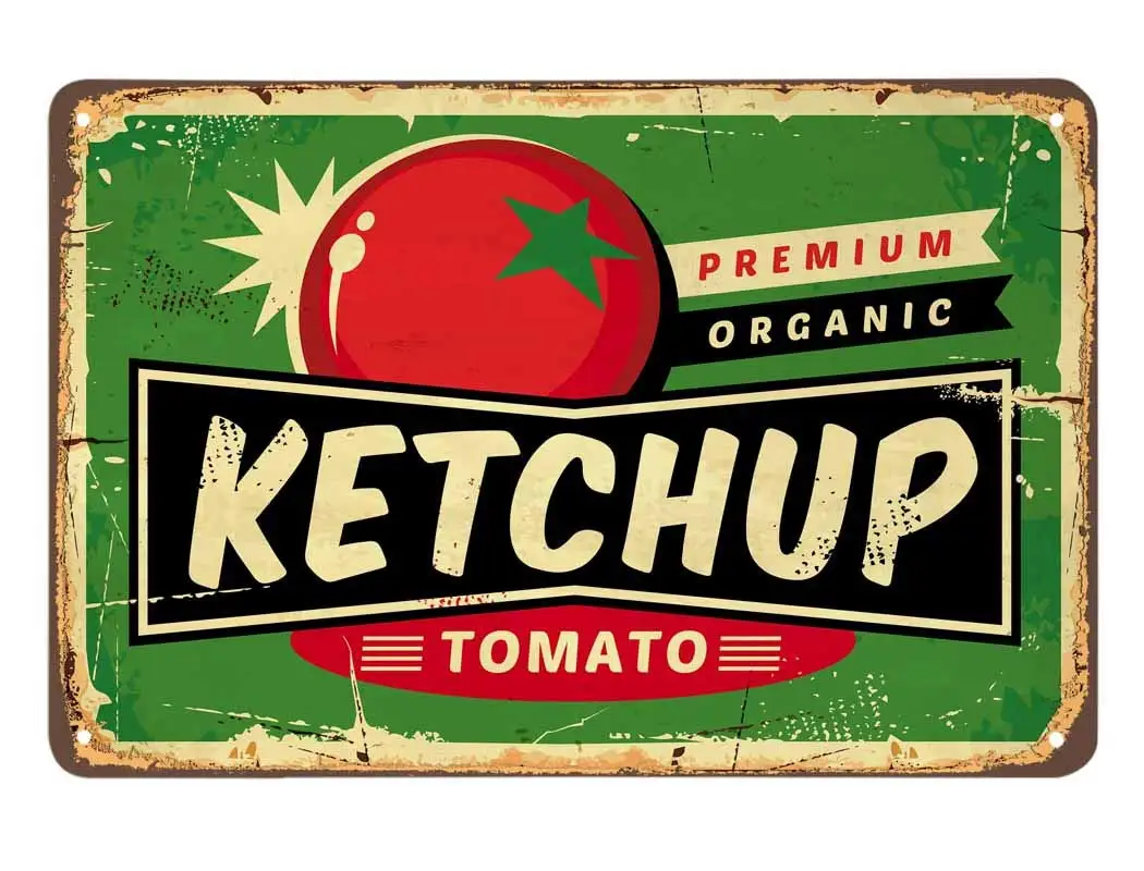

Жестяная вывеска Ketchup, Оловянная вывеска для здоровой пищи, вкусного ресторана, винтажные металлические оловянные вывески для кафе, баров, п...