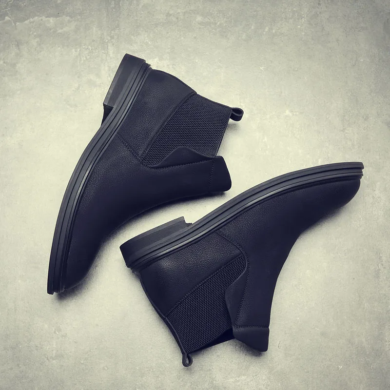 2019 мужские полусапоги дышащая Мужские ботинки кожаные обувь с высоким берцем на