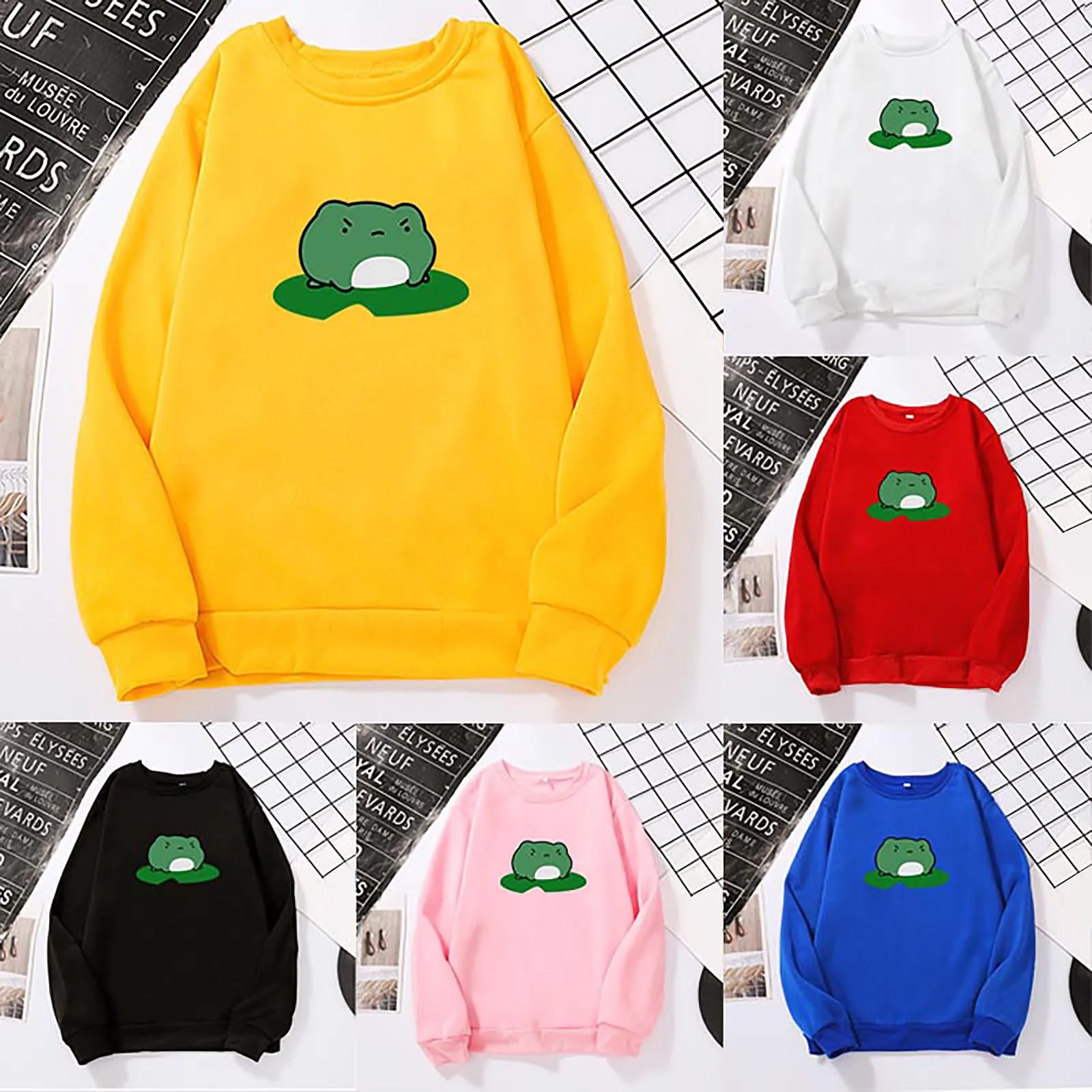Women's Hoodies O Neck Casual Long Sleeve Cute Animal Printed Sweatershirt Loose Tops 2021 New Толстовка Женская