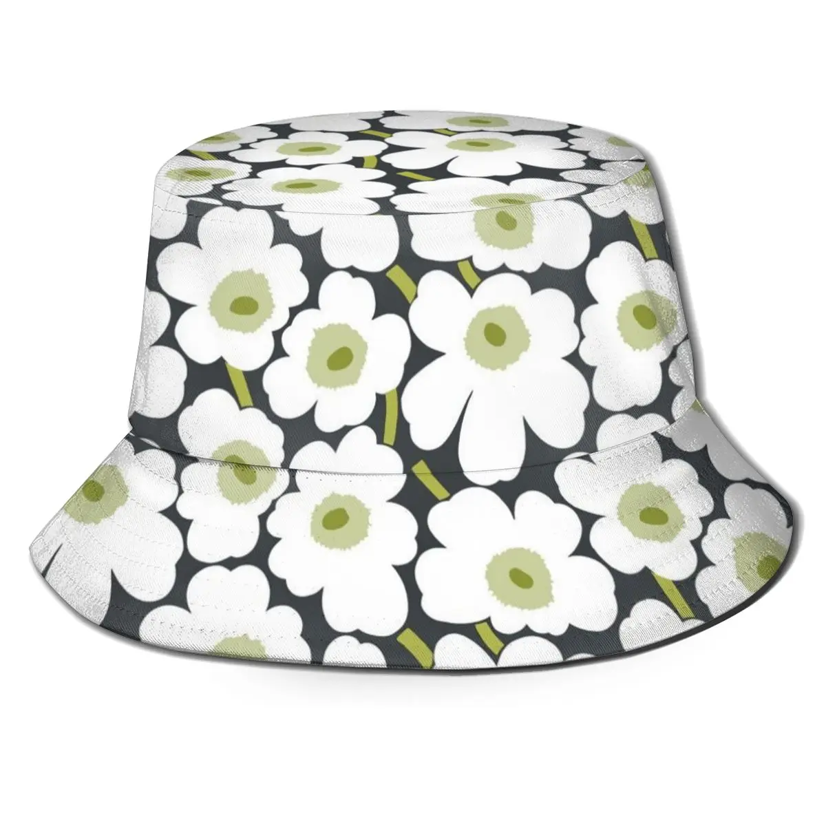 

Новинка 2021, Панама для рыбаков от производителя, женская модная шляпа, женская шляпа-ведро, уличная шляпа с рисунком белого мака и цветов