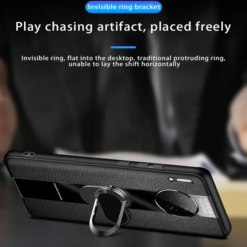 

Luxury Leather Silicone Magnetic Holder Phone Case For Huawei Mate 30 20 10 P30 P20 P10 Pro Lite Nova 5 Ring Bracket Cover Coque