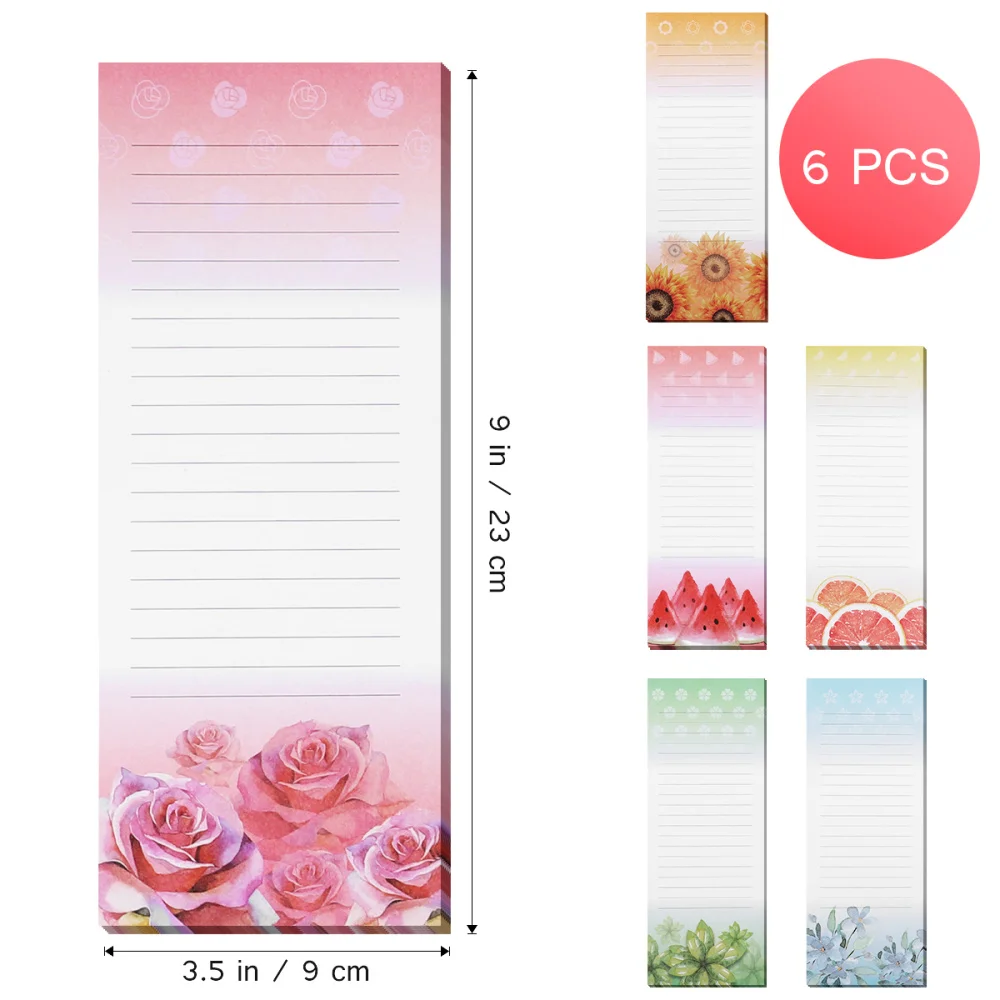 

STOBOK 6PCS Magnetic Self-stick Notepads Refrigerator Reminders Memo Pad for Grocery Shooping