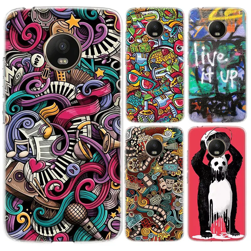 

Popular fashion graffiti Case For Motorola Moto G9 G8 G7 + Power G6 G5S Plus E5 G6 Play Transparent Silicone Cover Coque