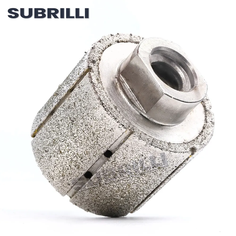 SUBRILLI 2” Electroplated Diamond Drum Wheel Metal Bond Zero Tolerance Polishing Wheel for Granite Porcelain Quartz Sink Bowl