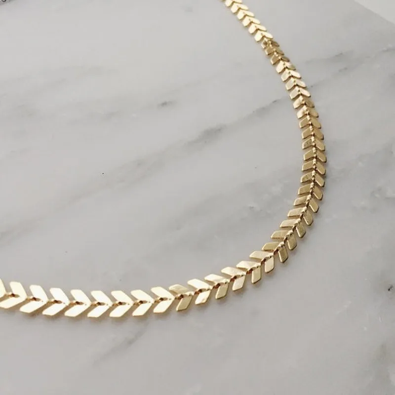 

Necklace Womans Fish Bone Choker Necklaces Ladies Chain Lovers Gold Color Trendy Korean Zinc Alloy Simple Jewelry Collier Femme