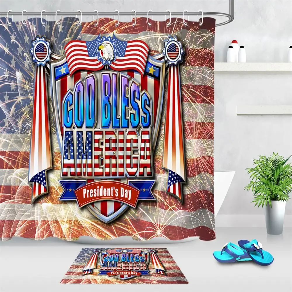 Занавеска для душа на день президентов США праздник с американским флагом и