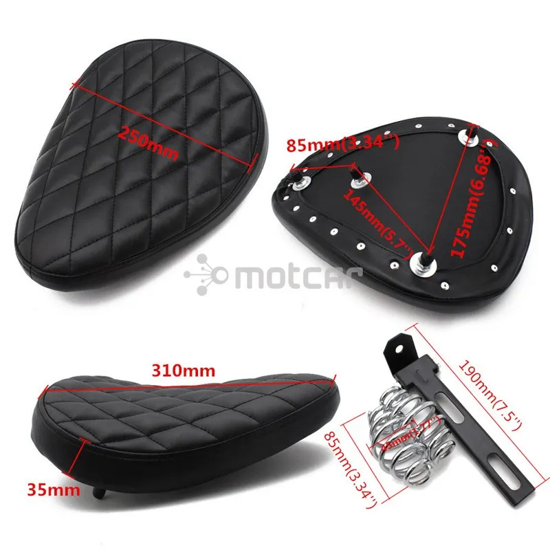 Черная мотоциклетная ретро искусственная кожа стиль Solo Seat + стальной поворотный