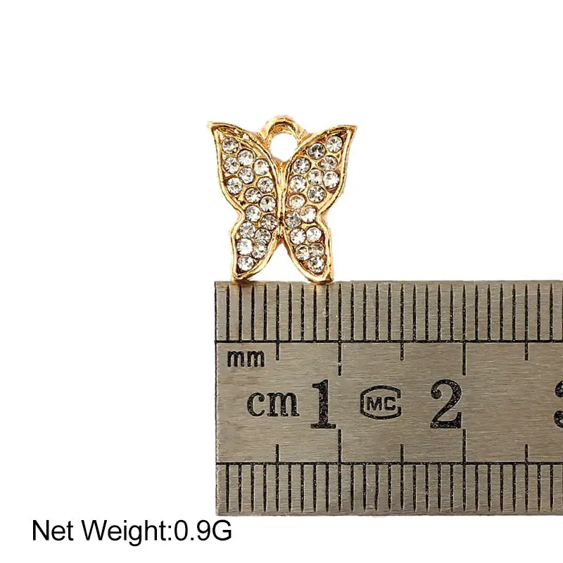 

10Pcs/lot Metal Rhinestone Butterfly Charms Cute Animal Pendant Jewelry Making For DIY Necklace Earring Accessories Wholesale