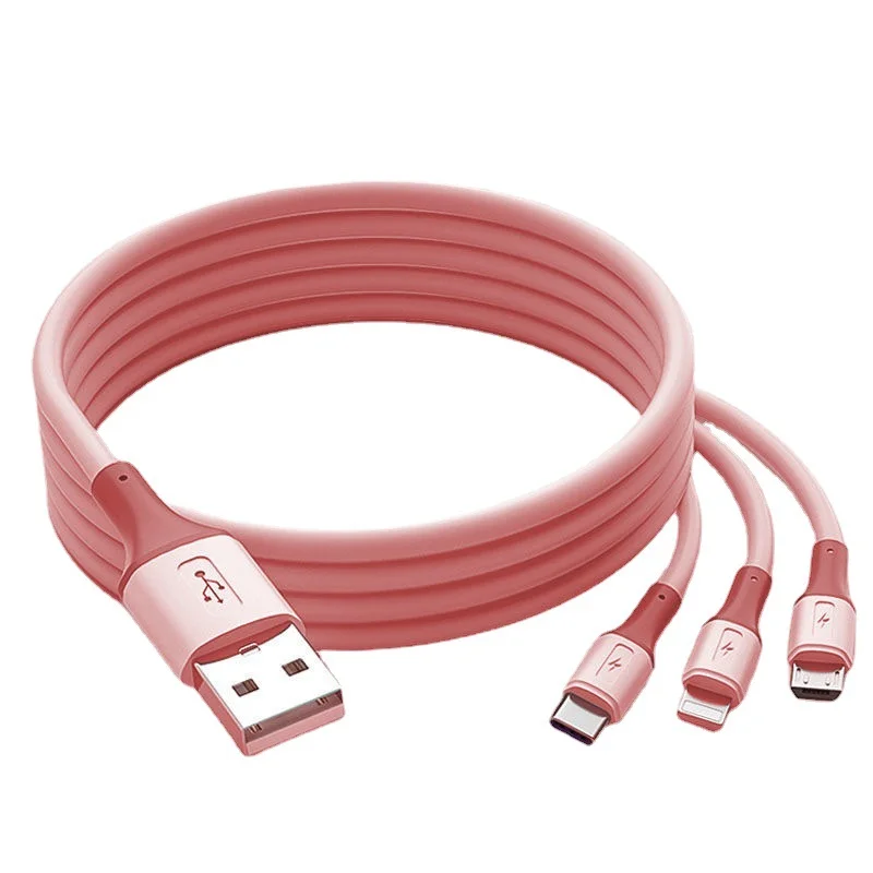 

3 in 1 Data Cable USB 3A Cable liquid Silicone Mobile Phone Accessories Suitable For Various Models Of Mobile Phone Accessories