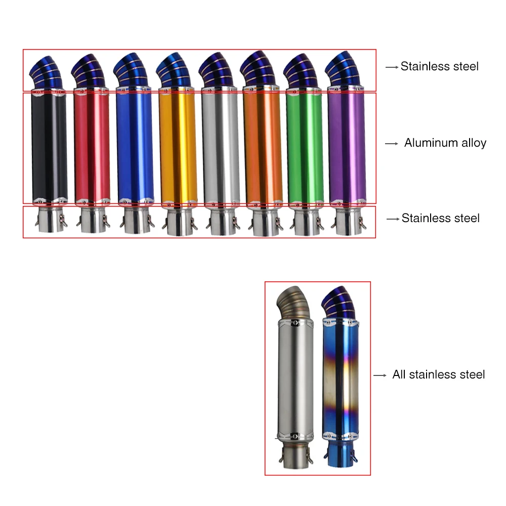 

Alconstar-Universal metal 400mm Racing Exhaust Muffler 12 Color Suitable for motorcycle with displacement under 800cc For ATV