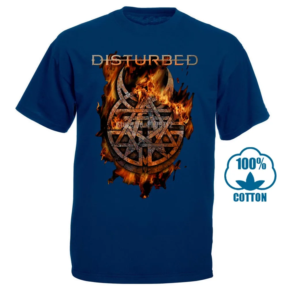 Футболка, новая брендовая рубашка с надписью «distursed Burning Belief», размеры s, m, l, Xl, Xxl, Официальная футболка, футболка с металлической лентой, новая брендовая повседневная одежда - Цвет: Тёмно-синий