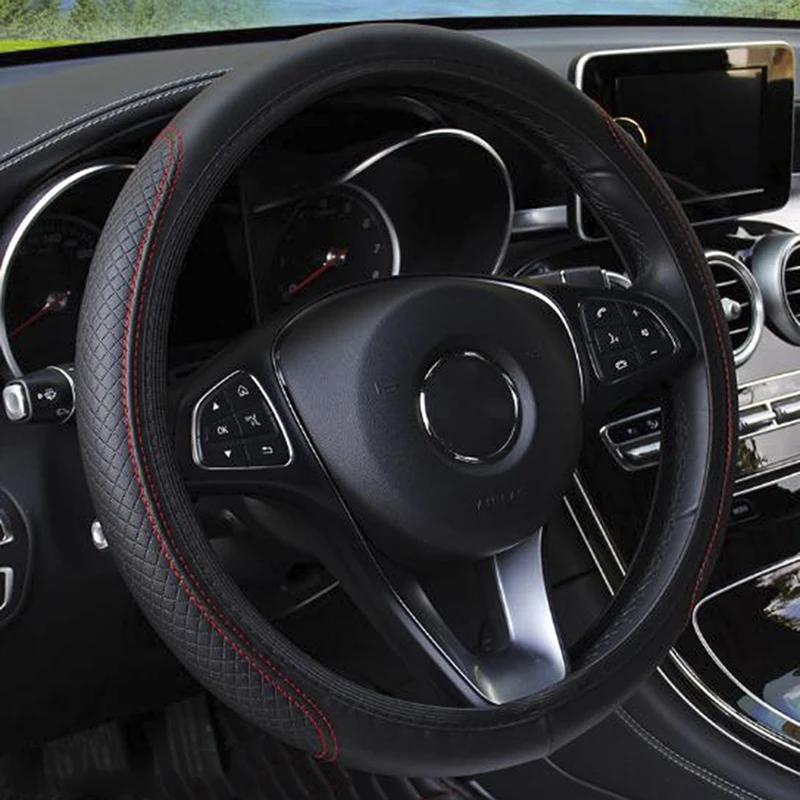 

1pcs Car Auto Steering Wheel Cover Glove Microfiber Breathable Anti-slip 15''/38cm