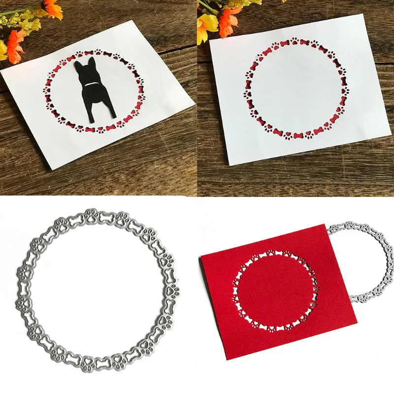 Сердце лапа собаки металлические плашки в рамке Трафаретный Скрапбукинг дюйма