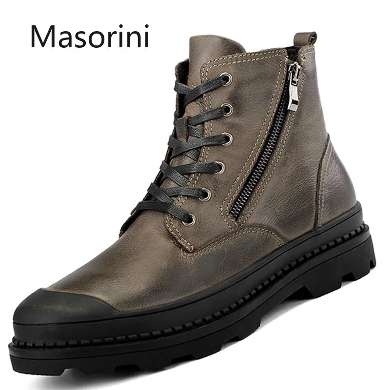 Мужские модные ботинки повседневная обувь из натуральной кожи рабочие защитные