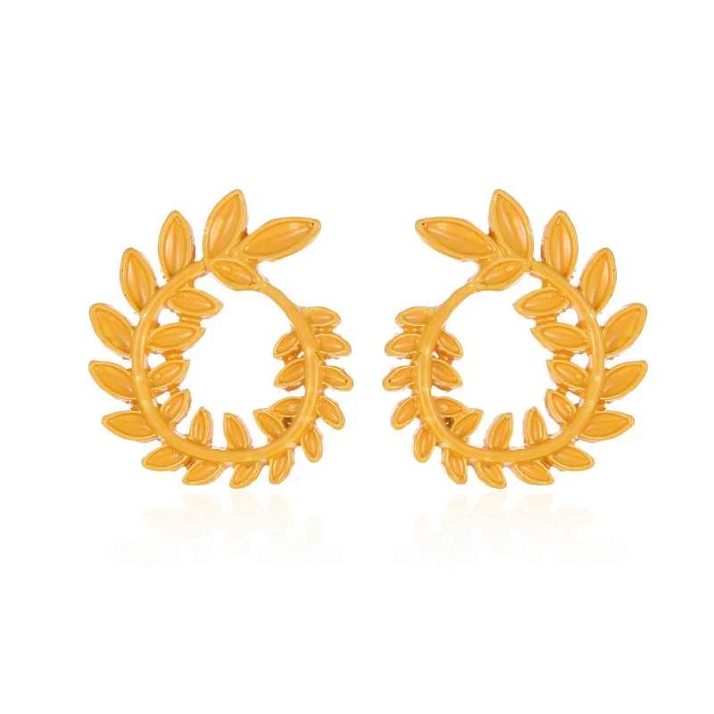 

Temperament Wheat Earring Metal Hollow Leaf Earrings Female Fashion Wild Earrings Retro Elegance Earrings As Gift For Women