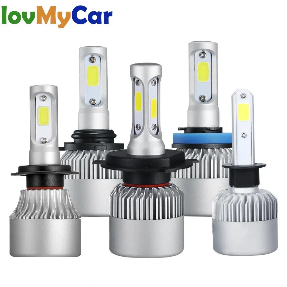 

2X H4 H7 H11 H1 H3 9004 9005 9006 9007 Auto S2 COB 12V 24V Car Headlight Bulb 72W for Ford Fusion AcuraTsx Spot Lights HeadLamp