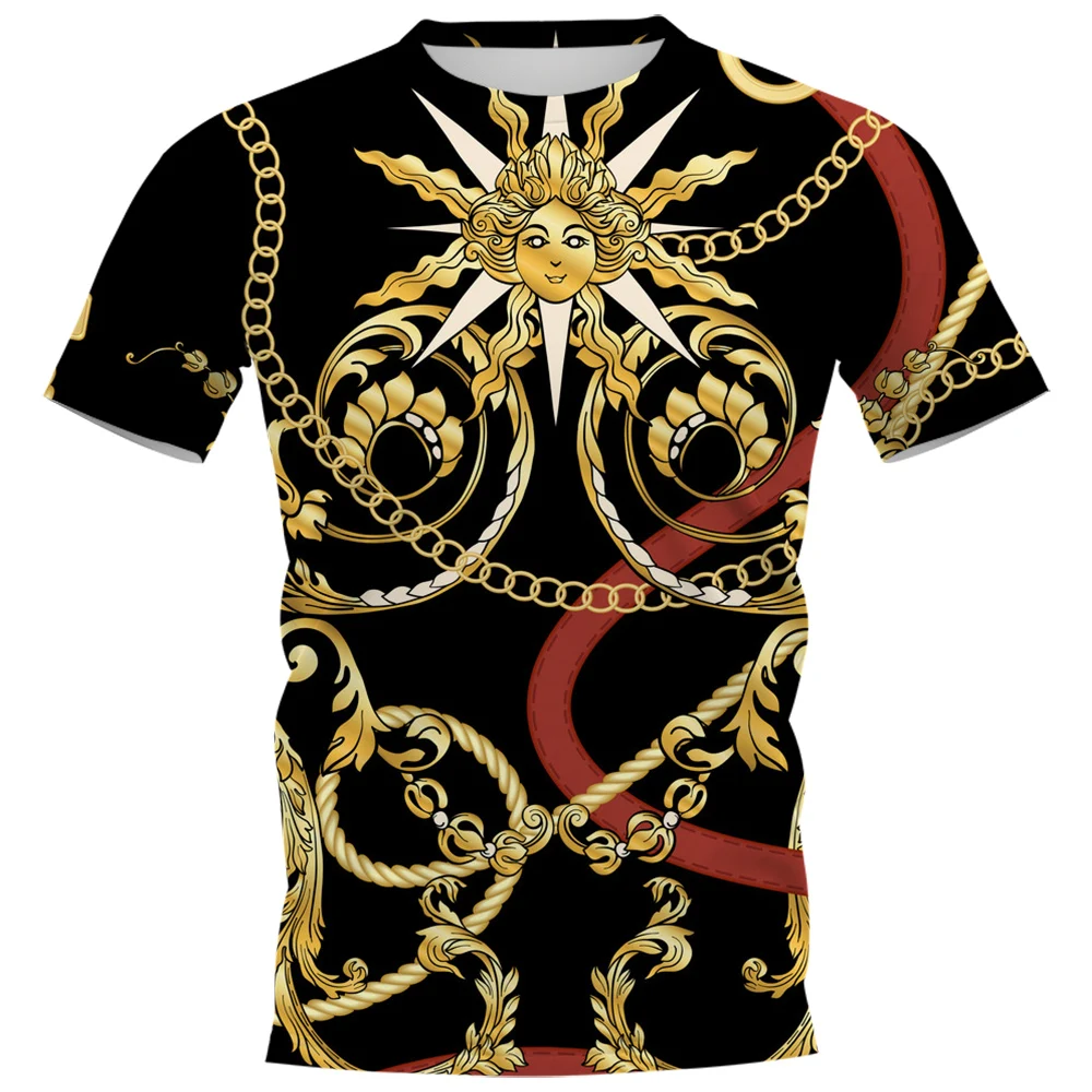 

CLOOCL Fashion Men T-shirt 3D Graphic Metal Chain Splicing Pullover Tops Short Sleeve Tees Casual Woman Men Clothing