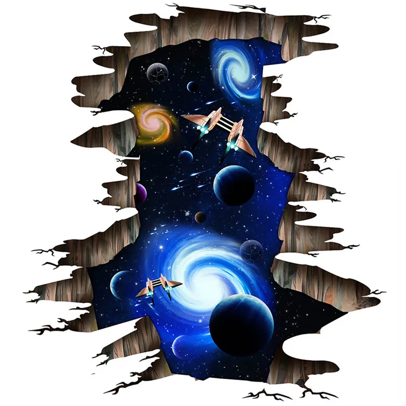 3D Galaxy настенный "Подводный мир" стикер s для потолка крыши окна стикер Фреска украшения личности водонепроницаемый пол стикер - Цвет: F  90x60cm