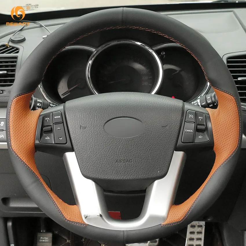Чехол на руль автомобиля MEWANT из черной и оранжевой кожи для Kia Sorento 2009 2014 Cadenza K7 2011