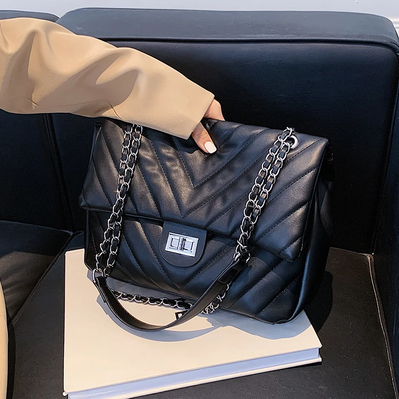 

Large-capacity Bag New Bag Girl Fall/winter Chain Messenger Bag Fashion Western-style Shoulder Bag Underarm Bag Dual-use Bag