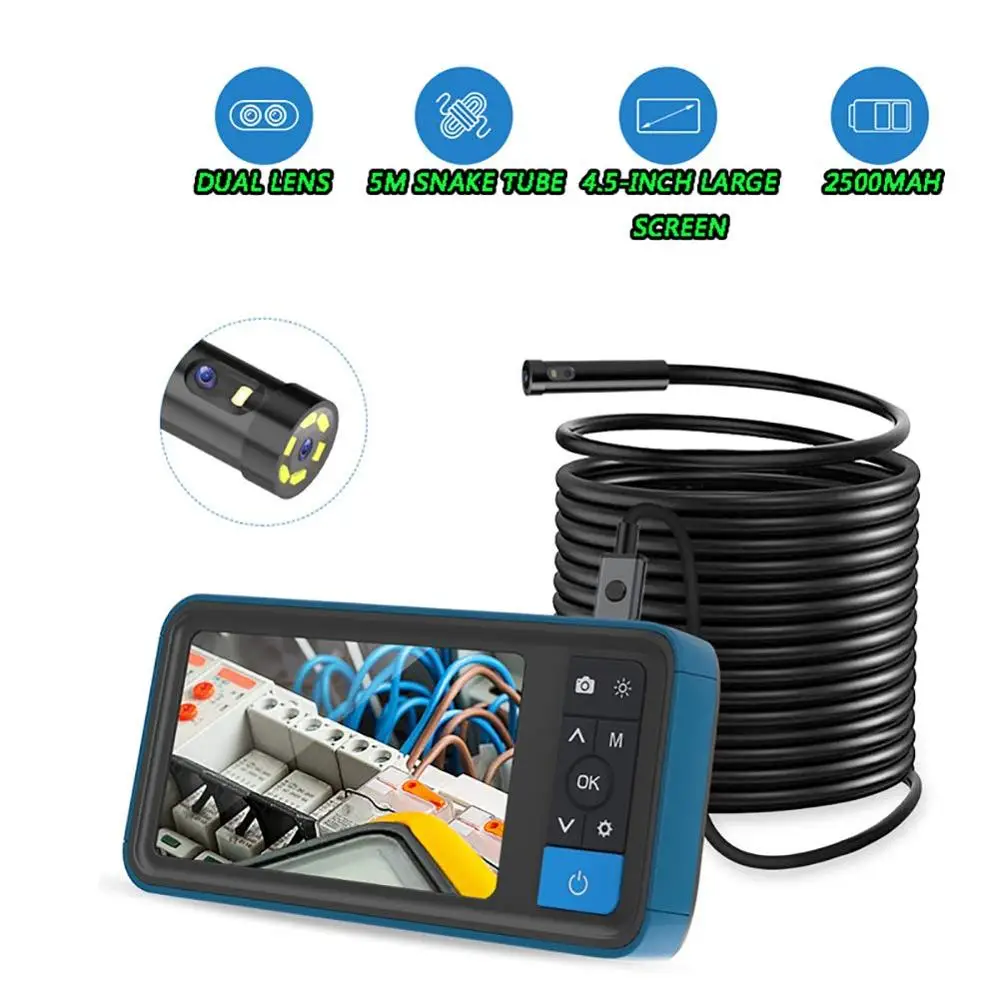 Двойной объектив 1080P промышленный эндоскоп 8 мм трубы инспекции канализации