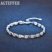agteffer high quality 925 sterling silver heart bracelet ladies fashion holiday gift party wedding jewelry