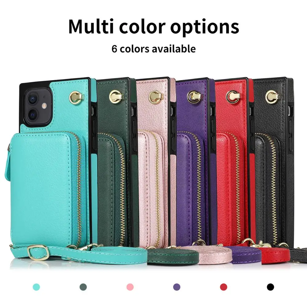 

Для Samsung Galaxy Note 20 /10 S20 S10 S9 A90 квадратный кошелек на молнии кожаный чехол для телефона с отделением для карт